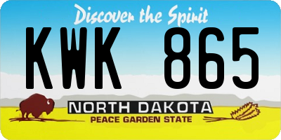 ND license plate KWK865