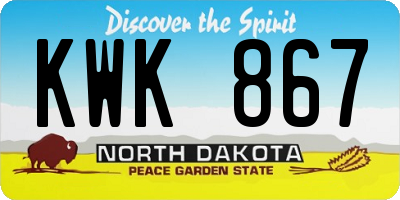 ND license plate KWK867