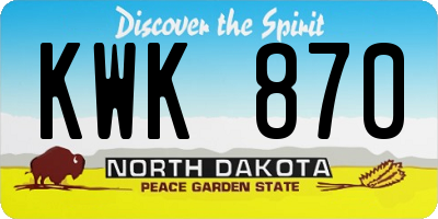 ND license plate KWK870