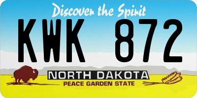 ND license plate KWK872