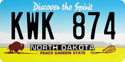 ND license plate KWK874