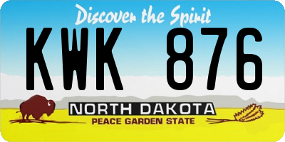 ND license plate KWK876