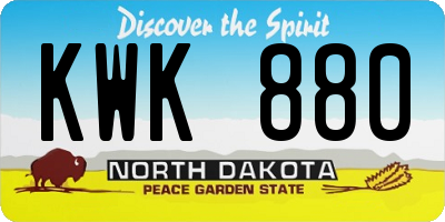 ND license plate KWK880