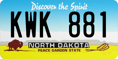 ND license plate KWK881