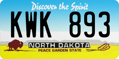 ND license plate KWK893