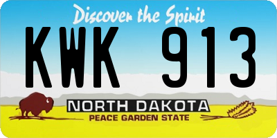 ND license plate KWK913
