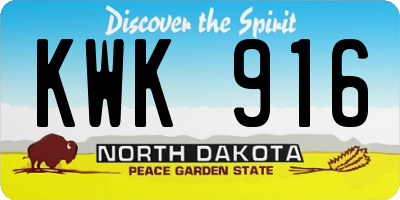ND license plate KWK916