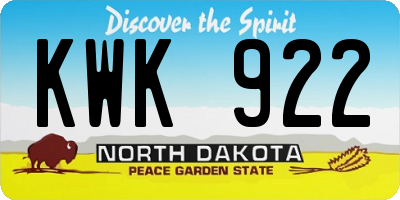 ND license plate KWK922