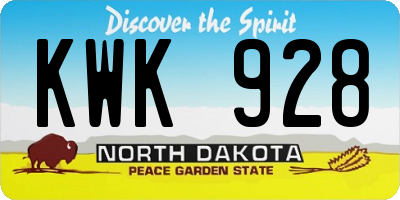 ND license plate KWK928