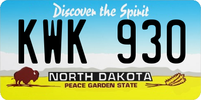 ND license plate KWK930