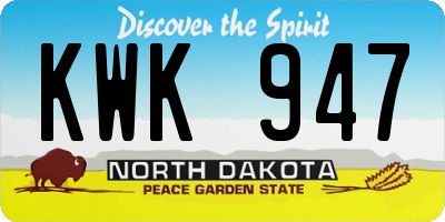 ND license plate KWK947