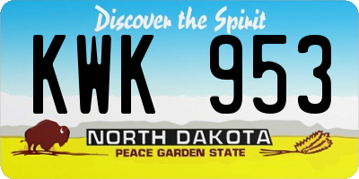 ND license plate KWK953