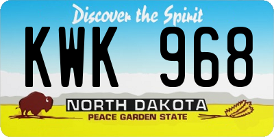 ND license plate KWK968