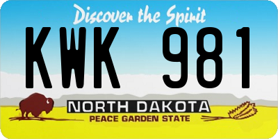 ND license plate KWK981