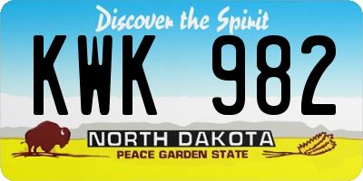 ND license plate KWK982