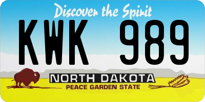 ND license plate KWK989