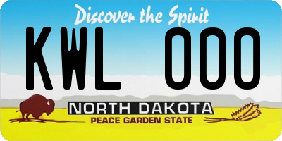 ND license plate KWL000