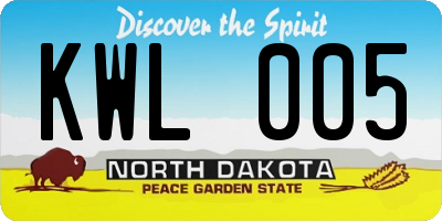 ND license plate KWL005