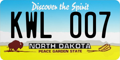 ND license plate KWL007