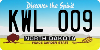ND license plate KWL009