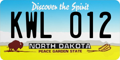 ND license plate KWL012