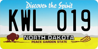 ND license plate KWL019