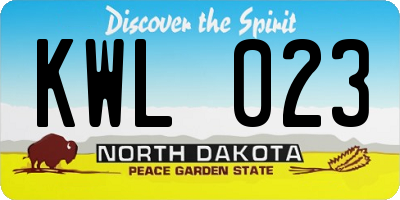 ND license plate KWL023