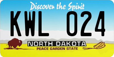 ND license plate KWL024