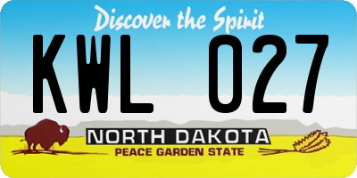 ND license plate KWL027
