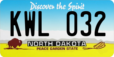 ND license plate KWL032