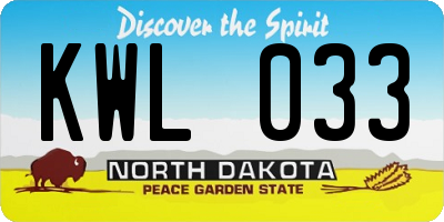ND license plate KWL033