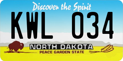 ND license plate KWL034