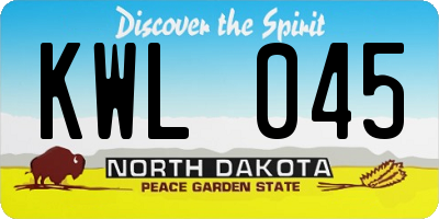 ND license plate KWL045