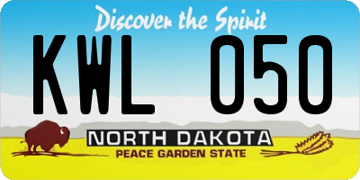 ND license plate KWL050