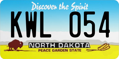 ND license plate KWL054