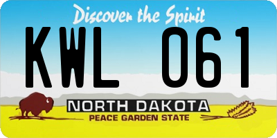 ND license plate KWL061