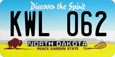 ND license plate KWL062