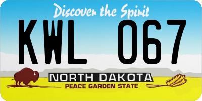 ND license plate KWL067
