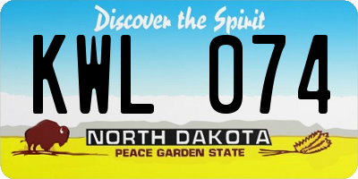 ND license plate KWL074