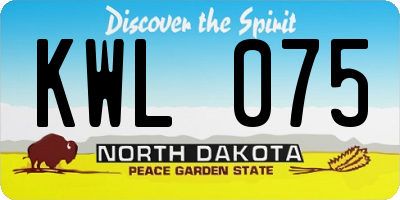 ND license plate KWL075