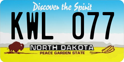 ND license plate KWL077