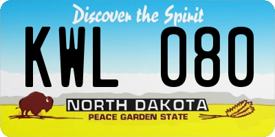 ND license plate KWL080