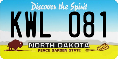 ND license plate KWL081