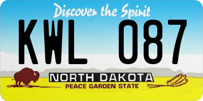 ND license plate KWL087
