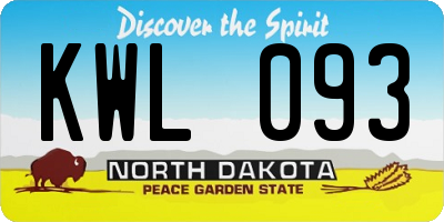 ND license plate KWL093
