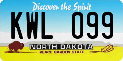 ND license plate KWL099