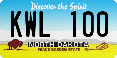 ND license plate KWL100