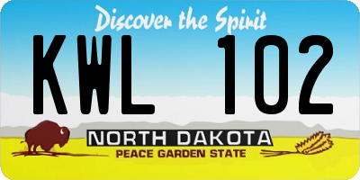 ND license plate KWL102