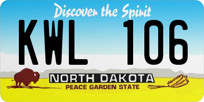 ND license plate KWL106
