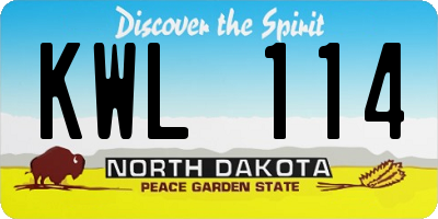 ND license plate KWL114